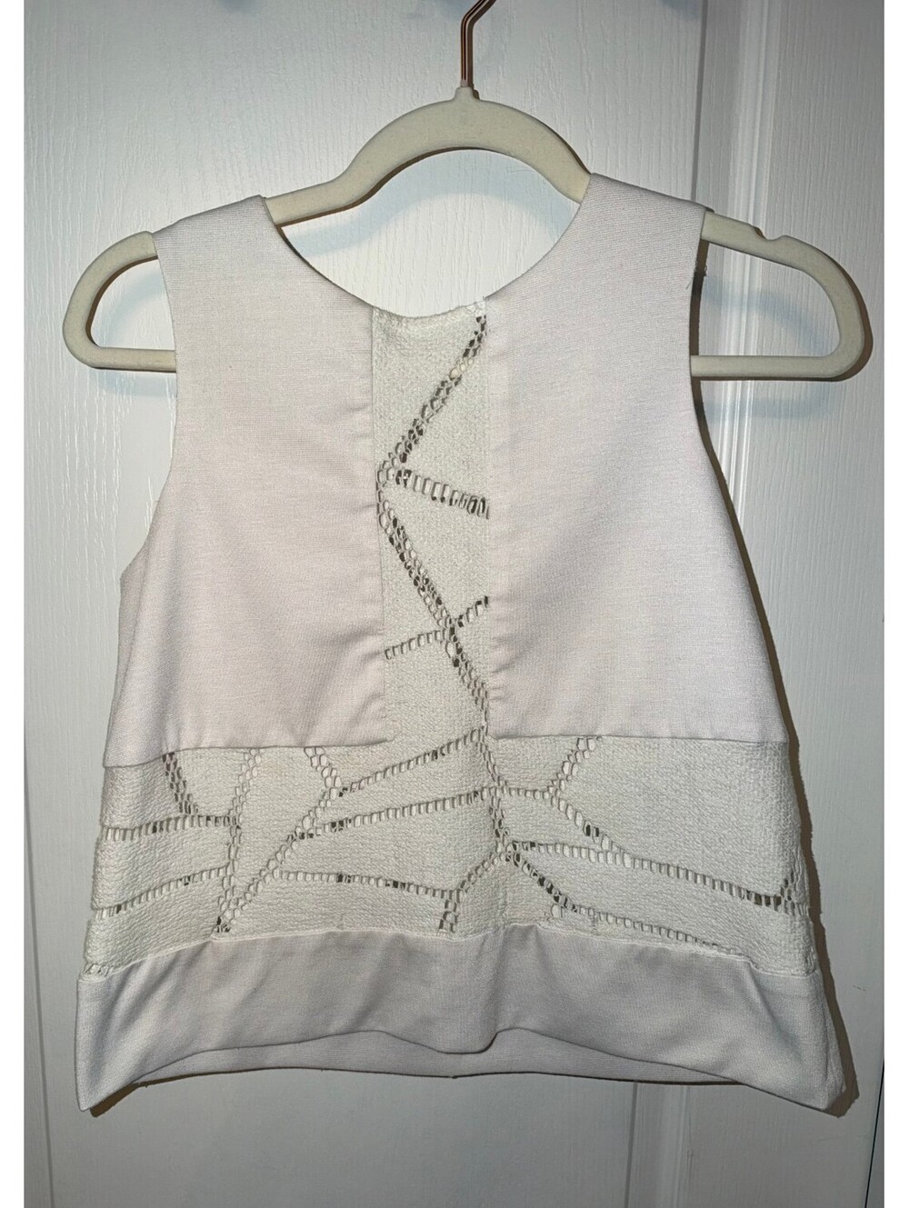 Alexis White Sleveless Top with Lace Detail Size S